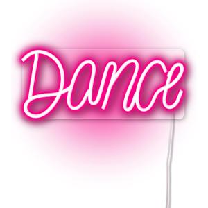 Pink Dance LED Sign | Neon Sign for Bedroom Wall Decor or Desk | USB Powered Light Up Acrylic Neon Sign for Bedroom, Kids Room, Bar, Party, Wedding | Size 4.9 x 11.5 inches