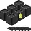 6 Pack Furniture Risers 3 Inch, Bed Risers Heavy Duty for Table Desk Couch Chair Sofa Cabinet Bed Frame Dorm, Square Table Leg Risers Lift Height 3", Black