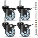 3 inch Swivel Caster Wheels Set of 4,Heavy Duty Stem Caster Wheels 1200lbs,3/8"-16 x 1(Stem Diameter 3/8", Length 1"),Industrial Castor Wheels with Safety Dual Locking for Cart,Furniture