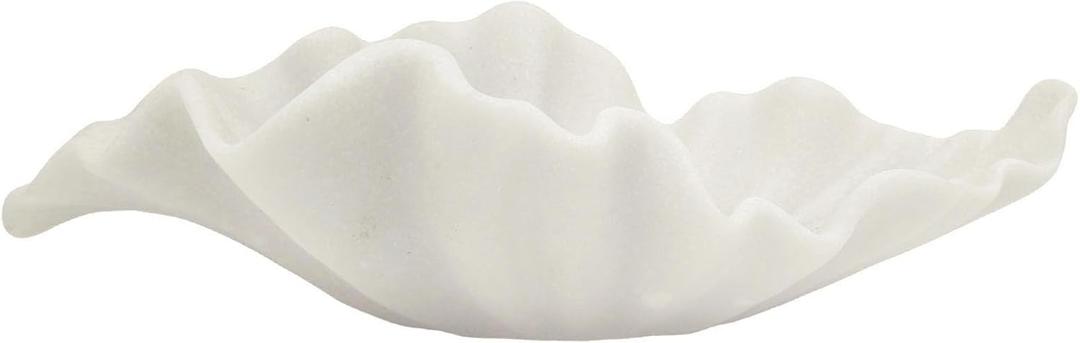 Off White Large Decorative Bowl - 16 Fruit/Key/Purse Bowl for Home Decor - Coffee Table & Entryway Table Decor - Scalloped Ruffle Bowls - Unique Centerpiece Bowls(Big)