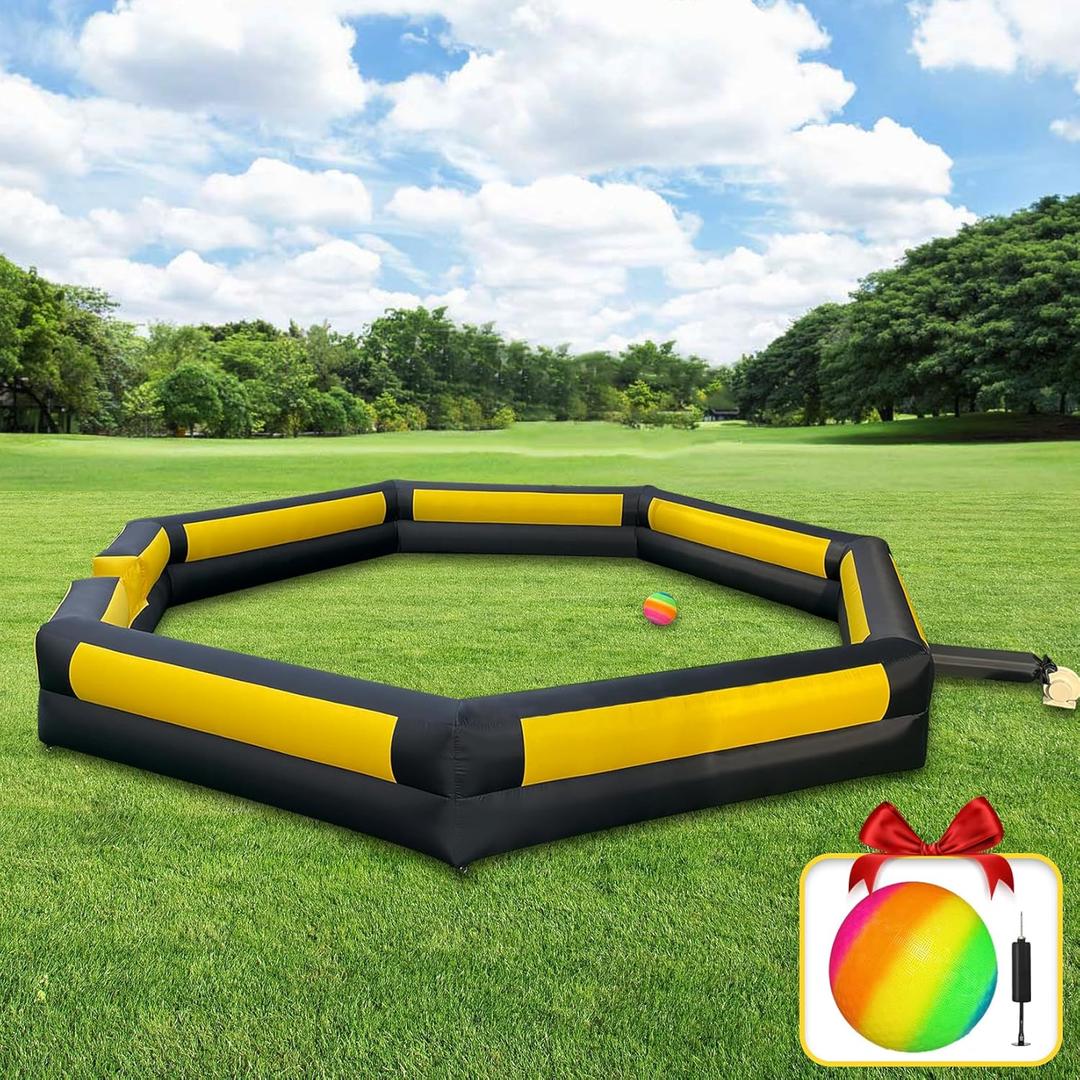 20FT Gaga Ball Pit Portable,Inflatable Gaga Ball Pit with Blower for Indoor Outdoor School Family Activities Giant Inflatable Sport Games for Kids and Adult (Yellow)