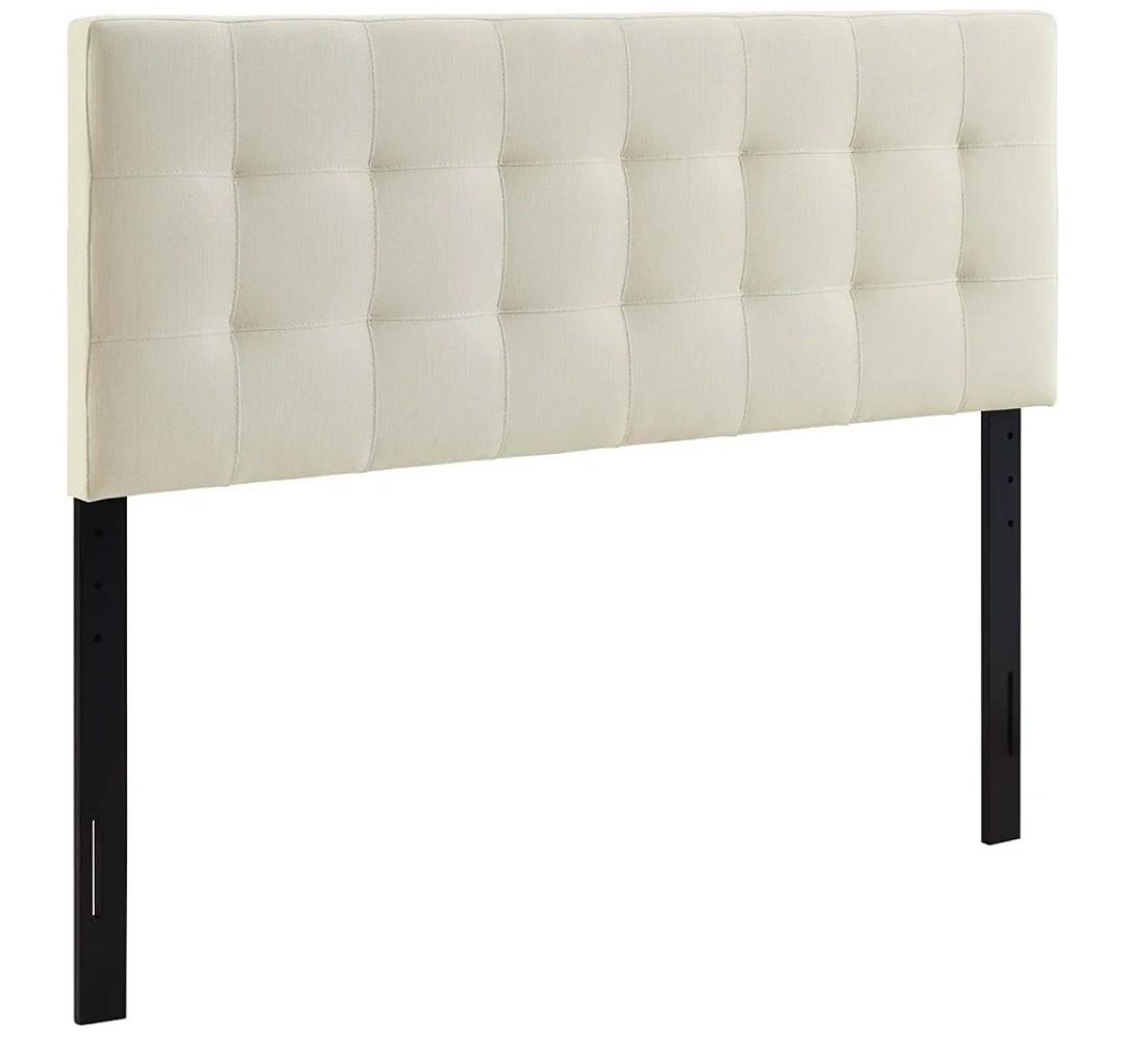 Modway Lily Tufted Linen Fabric Upholstered King Headboard in Ivory