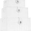 Set of 3 Woven Wicker Storage Basket Box with Lids & Lock, Built-in Carry Handles, Multifunctional Storage Organizer for Nursery, Baby, Clothes, Toys, Books, Large/Medium/Small Size (White)