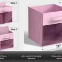 Sorbus 13 Inch Storage Bins with Clear Window - 6 Foldable Baskets for Organizing Clothes, Toys, Books - Sturdy Collapsible Fabric Storage Cubes with Handle - Storage Baskets for Shelves, Closets (Pastel Multi-Color 2 with Window)