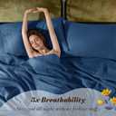 SONORO KATE 100% French Pure Linen Sheets, Breathable and Durable Linen King Size Sheets, Anti-Tear Linen Bed Sheets, Machine Washable, 16 Inch Deep Pocket - 4 Piece (Navy Blue, King)