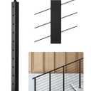 VEVOR Stair Cable Railing Post, 10 30 Pre-Drilled Holes, 36x2x2 Inches Stainless Steel Cable Railing System Kit for Indoor Outdoor Deck Balcony, 1 Pack, Black, Product ID 1JZLGZXHS914YIVIS001V0