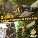 ZEGJAW Pole Saw 8-Inch Cordless Tree Trimmer and 18-Inch Pole Hedge Trimmer 2-in-1, 15-Feet Max Reach, Pole Chainsaw, Auto Oiling, with 2x3.0Ah Battery & Charger, for Tree Trimming and Shrubs Pruning