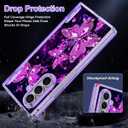 Hekodonk for Galaxy Z Fold 7 Case,[Compatible with MagSafe][Glow in The Dark][Front Screen Protector][Stand][Hinge Protection],Slim Fit for Women Girls for Samsung Galaxy Z Fold 7,All Purple