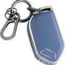 ELOHEI Key Fob Cover for Kia with Keychain, Key Fob Case for 2024 2025 2026 Kia K5 Sorento Forte Soul Telluride (Silver Edge Blue)