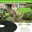 Garden Hose 100 ft, Non-Expandable Ultra-Lightweight Flexible Hose with 360° Dual-End Anti-Kink Design, 10-Pattern Spray Nozzle, 500 PSI Leak-Proof, 96-Strand Braided Fabric, Storage Strap