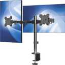 VIVO Dual Monitor Desk Mount, Holds 2 Computer Screens up to 30 inches and 22lbs Each, Heavy Duty Fully Adjustable Steel Stand with C-Clamp and Grommet, Black, STAND-V002