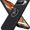 JAME for Google Pixel 9 Pro XL Case, Slim Fit Phone Cover with Metal Ring Holder Kickstand Stand, Dual Layer Military Grade Shockproof Protective Phone Case for Google 9 Pro XL 6.8", Black