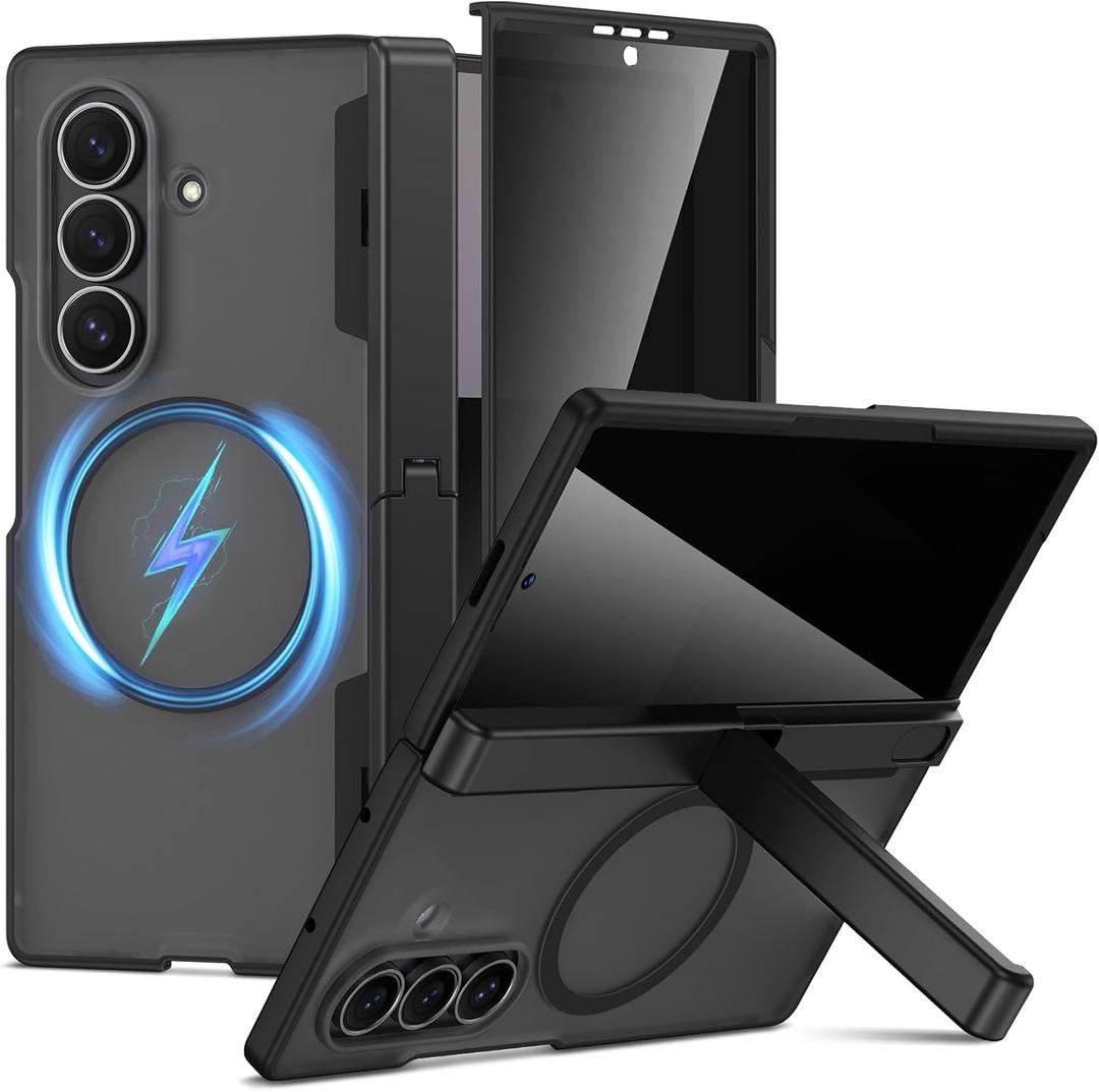 VEGO for Z Fold 7 Case [Compatible with MagSafe] Built-in Screen Protector & Kickstand [Anti-Peeping] Full-Body Hinge Protection Shockproof Rugged Privacy Phone Case for Samsung Galaxy Z Fold 7 -Black