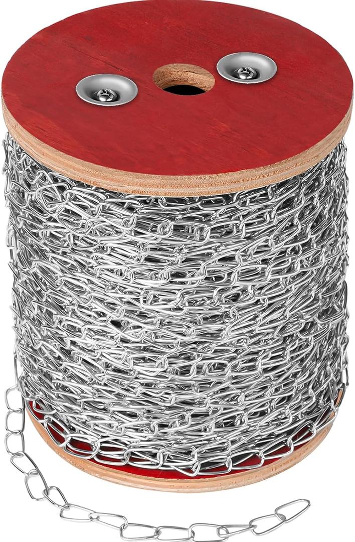VAIPI 262 ft Jack Chain Heavy Duty Stainless Steel Chain Links Metal Coil Chain Utility Chain Roll Spool for Hanging Basket, Bird Feeders, Light Fixture, Camping, Pet Towing, Artworks (1.42 mm * 80 m)