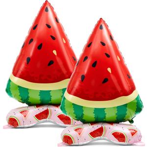 MiniInflat 2 Pack 4 ft Giant Standing Fruit Foil Balloon Summer Party Decorations Aluminum Balloons for Berry First Birthday Freshly Graduated Summer Themed Parties (Watermelon)