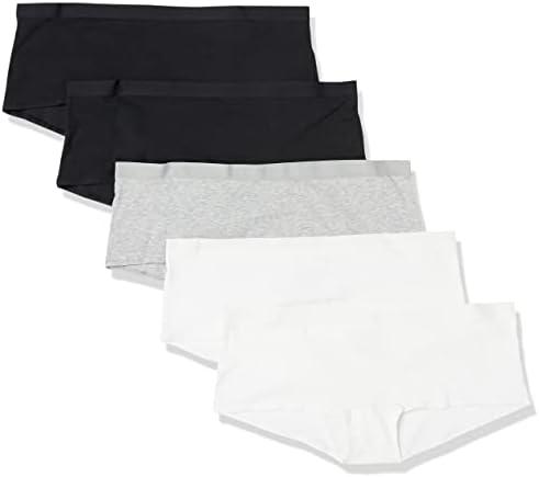 Amazon Essentials Women's Cotton Boyshort Underwear, Pack of 5 size S