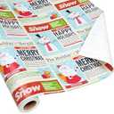 BIOBROWN Vintage Christmas Wrapping Paper Jumbo Roll with Trim Ribbon 30 Inch X 40 Feet (100 sq. ft. ttl.) Holiday News Papers Design Perfect for Christmas, Party, Xmas, Holiday Gift Wrap