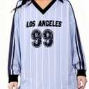 Jersey Shirts for Women Y2k Graphic Number Shirt Football Jersey Top V Neck Streetwear Long Sleeve Tops