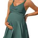 Charmo Women Maternity Swimsuit Ribbed Pregnancy Swimwear Front Cross Supportive Swim Dress Cute Bathing Suit 2026 (X-Large, Green)