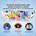 2 x 3D Popup Graduation Congrats Card - Class of Congrats Grad 2025 Greeting Card - Musical Lights Up Popup Cards - Congratulation Graduation Gift for 2025 - Blank Note Card & Envelope Included