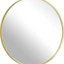 Round Gold Mirror 18 inch, Brushed Matte Gold Metal Framed Circle Wall Mirror for Bathroom Vanity,Living Room,Entryway,Hallway,Home Decor