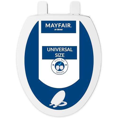 Mayfair Universal Size Slow Close Toilet Seat, Durable Plastic, Fits Round & Elongated Toilets, White