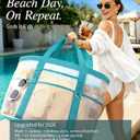 2026 Stylish & Spacious XX-Large Beach Bag for Women Mesh Canvas Tote with Top Zipper, 11 Tall Pockets | 40L+ Spacious