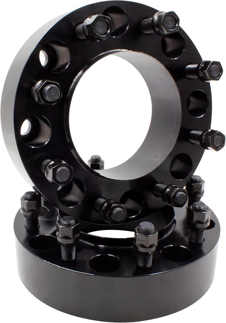 Wheel Accessories Parts 2 Pcs Hub Centric Wheel Spacers 8 on 180mm 2.00 Inch Thick 124.1mm Hub M14x1.5 14x1.5 Thread Stud Fits Chevy Silverado GMC Sierra 2500 3500 Single Rear Wheel Vehicles Front (Black Anodized)