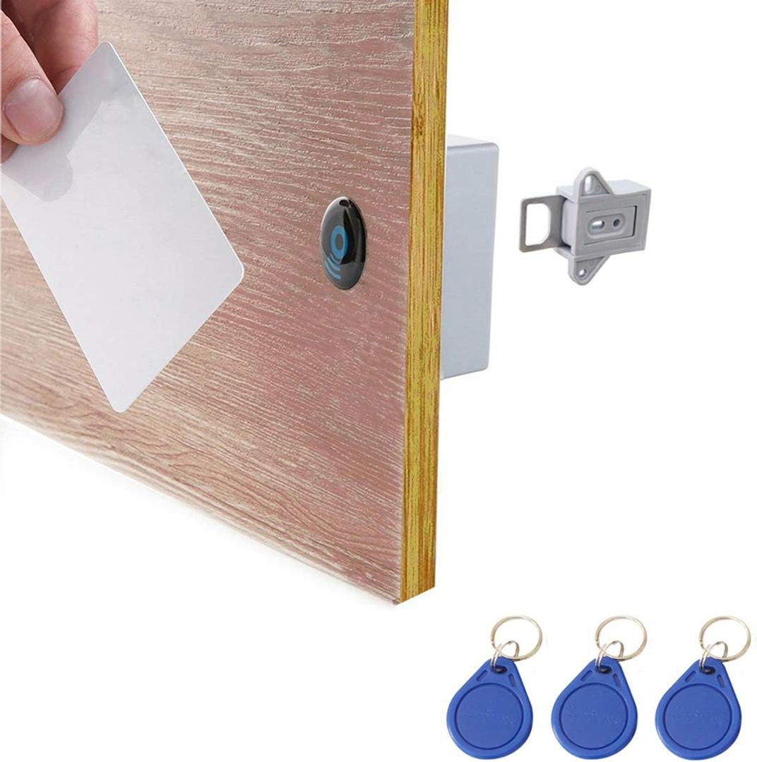 ETEKJOY RFID Electronic Cabinet Lock Hidden DIY for Wooden Cabinet Locker Drawer Cupboard (Gray)