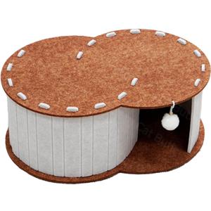 Cat Tunnel Bed for Indoor Cats, S-Shaped Felt Cat Cave with Plush Ball, Double Layer Semi-Enclosed Cat Hideaway House, Thickened Scratch-Resistant Cat Nest Tool-Free Assembly for Kittens Adult Cats