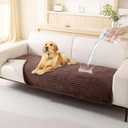HAOMAIJIA Waterproof Couch Cover for Dogs Washable,Faux Fur Pet Couch Covers for Sofa,Soft Dog Bed Cover Non-Slip Couch Covers for 3 Cushion Couch Sofa Pet Friendly (Brown, 35" x 62" 1 Pack)