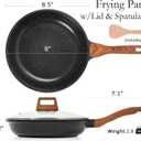 ESLITE LIFE Nonstick Ceramic Frying Pan Skillet with Lid, Non-Toxic Egg Omelette Kitchen Cooking Pans Compatible with All Stovetops (Gas, Electric & Induction), PTFE & PFOA Free (Black, 8" w/Lid)