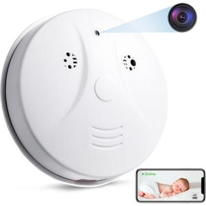 Security Camera Smoke Detector Camera HD 1080P Real-Time Nanny Camera with Night Vision and Motion Detection for Indoor/Outdoor Security