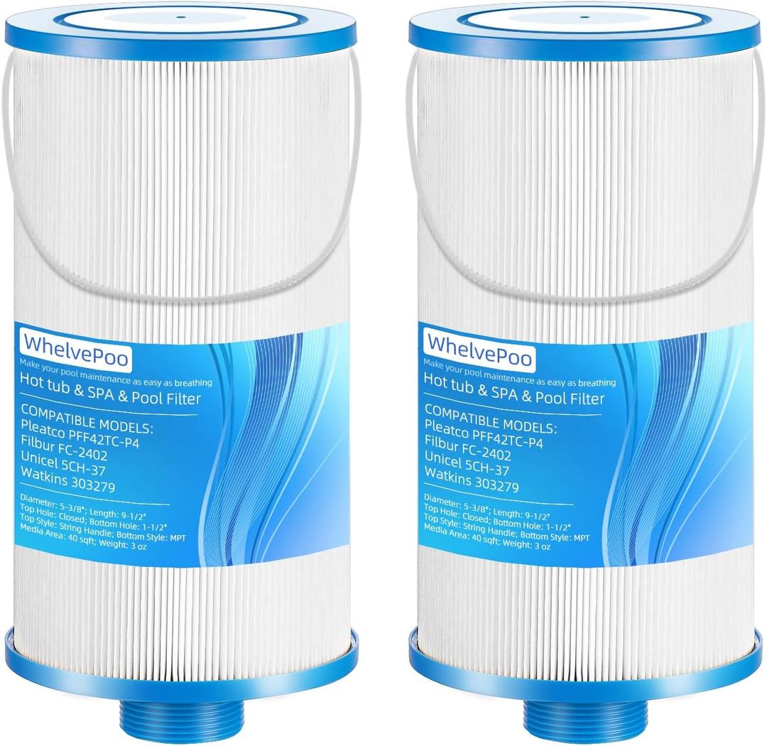 Spa Filter Replacement for Watkins 303279, FC-2402, PFF42TC-P4, 5CH-37, 78460  Compatible with Lifesmart, Freeflow, AquaTerra, Simplicity, Bermuda, Hydromaster  2-Pack