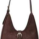Suede Shoulder Bags For Women Retro Fall Clutch Saddle Bag Small Tote Bag Y2K Satchels Work Purses Slouchy Crescent Handbag (Darkcoffee)