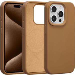 Magnetic for iPhone 15 Pro Max Case 6.7", Premium Liquid Silicone Case,[Compatible with Magsafe][Soft Anti-Scratch Microfiber Lining],Slim Thin Shockproof Phone Cover-Light Brown