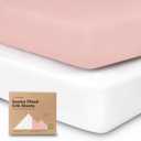 KeaBabies 2-Pack Organic Crib Sheets for Boys, Girls - 52x28 Fitted Crib Mattress Sheet Neutral, Breathable Jersey Cotton Cover for Baby Bed, Toddler Mattress, Soft & Cute Prints (Rose)