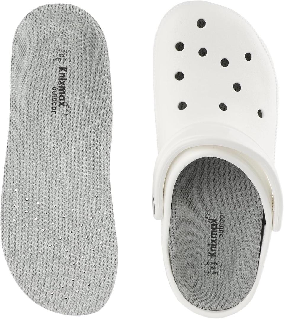 Knixmax Insoles for Crocs 1 Pair, Comfort Replacement Clogs Inserts for Men Women, Thin Arch Support Shoe Liners, Breathable Wide Innersoles for Garden Clogs Mules Sneakers, Grey EU 41-42