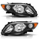 Headlights and Tail Lights Assembly Combo Kits for 2009 2010 Toyota Corolla Head/OE Factory Style Red Outer and Inner Taillights Rear Brake Signal Lamps Replacement,Black Housing Amber Reflector