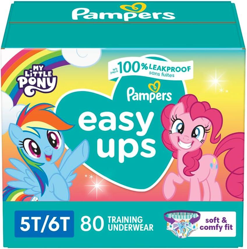 Pampers Training Pants - Easy Ups Girls & Boys - Size 5T-6T, 80 Count, My Little Pony Potty Underwear (Packaging May Vary)