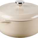 Lodge 6 Quart Enameled Cast Iron Dutch Oven with Lid  Dual Handles  Oven Safe up to 500 F or on Stovetop - Use to Marinate, Cook, Bake, Refrigerate and Serve  Sandalwood
