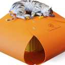 Spring Blossoms Cat Tunnel, Cat Cave for Indoor Cats Bed,Scratch Resistant Cat Toys for Medium Large Cats Hide and Seek Toy (Amber Orange)