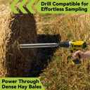 Hay Probe Sampler Electric Drill Compatible 26 Inch Stainless Steel Hay Core Sampler with Quick-Detach Design for Hay Bale Sampling (Not Include Electric Drill)