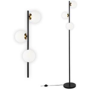 Floor Lamp Modern 3 Globe for Living Room Bright Lighting LED Standing Light for Bedrooms Offices (Black)