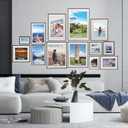 OUZUGIE 12X18 Picture Frame,Display Poster 11X17 With Mat or 12X18 Without Mat,Blue Aluminum Poster Frames with Premium Acrylic,Photo Frames with Strong Corner Design for Gallery Wall and Tabletop