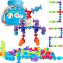48 Piece Suction Cup Toys Construction Set, Silicone Building Blocks DIY Blocks - Sucker Toy are Fun Bath Toys, Fidget Toys for Toddlers 3-5 Old Boys and Girls, Medium, Small