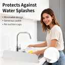 19.2inch(49cm) Silicone Sink Splash Guard, Sink Splash Guard with Suction Cup,Kitchen Sink Water Splash Guard, Kitchen Sink Splash Guard that Can Be Placed Behind (1, White)