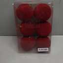 Senjie 4inch Christmas Tree Ornaments Velvet Balls,6pcs Flocked Decoration Balls Ornaments Sets for Christmas 2025 Red