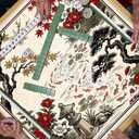 BNHJKFQZ Vintage Japanese Red Floral Mahjong Mat 31.5" x 31.5"