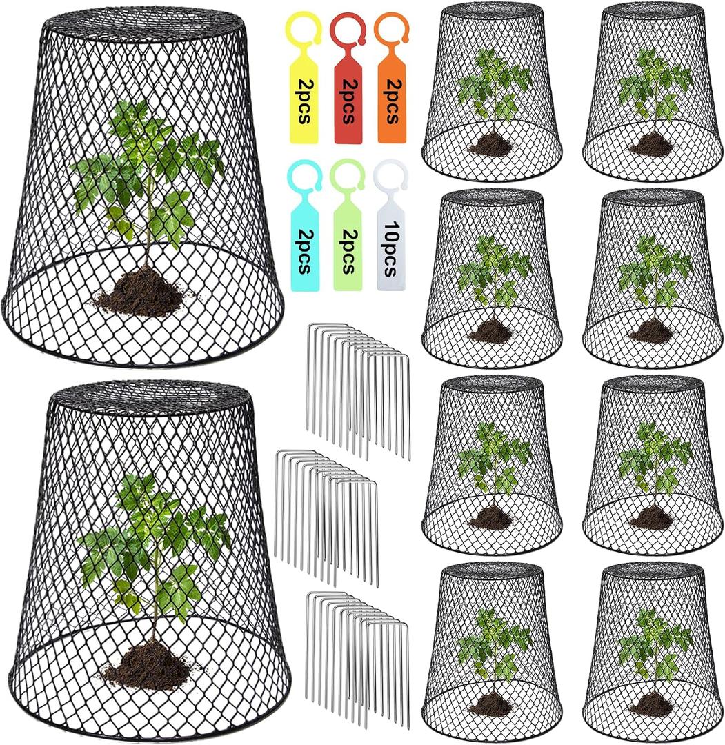 10 Pcs 9.13"9.13" Chicken Wire Cloche Plant Covers Garden Netting Metal Heavy Duty Plant Protectors from Animals for Keeping Bunnies Chicken Squirrels Birds Other Out